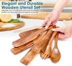 Wooden Spatula Spurtle Set for Cooking, Acacia Wood Kitchen Utensils, Premium Handmade Spurtles for Nonstick Cookware, Heat Resistant, Smooth Finish, Comfortable Grip, 8 Piece