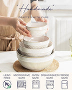 getstar Large Serving Bowls, Ceramic Salad Bowl Set of 4, Microwave and Dishwasher Safe, Farmhouse Kitchen Decorative Nesting Bowls Set (8"+7")