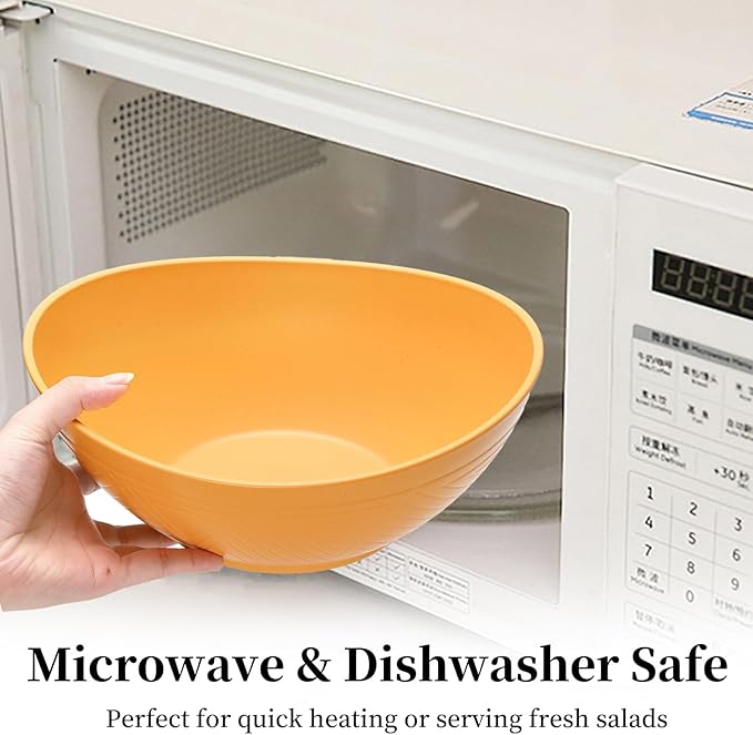 WRINGKIT Set of 6 Wheat Straw Salad Bowls Large, 65 Oz Unbreakable Serving Bowls, Microwave & Dishwasher Safe Soup Bowls, Kitchen Bowls Set for Serving Salad, Cereal, Fruit, Chip