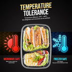 Glotoch 32oz 2 Compartment Meal Prep Container Microwave Safe, Food Prep Containers With Lids For Lunch/Deli/Takeout/Leftover, BPA-Free Freezer & Dishwasher Safe