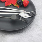 JASHII Black Flatware Serving Set 24 Piece, Stainless Steel Silverware Set, Titanium Black Cutlery, Modern Elegant Tableware for Party, Christmas, Dinner