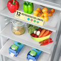 Refrigerator Liners for Shelves (12 Pack) by Linda’s Essentials - Non-Adhesive Shelf or Drawer Liner, BPA-Free Fridge Mats for Kitchen & Cabinets, Easy to Clean, Ideal Household Essentials (Clear)