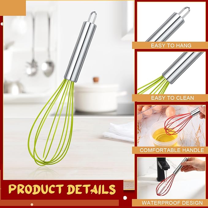 24 Sets 12 Inch Whisks Bulk DIY Fillable Whisk Gifts Colored Silicone Whisks for Cooking Heat Resistant Egg Beaters for Candy Holder Party Favors