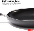 OXO Non-Stick Every Day Frying Pan Set, BPA-Free Comfort Grip Silicone Handles, Dishwasher & Oven Safe, PFAS-Free Ceramic Skillets, Black, 8” & 10”