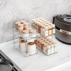 Yieach 2 Pack 2 Tier Vertical Spice Rack Pull Out,10.4'' Deep Narrow Slide Out Spice Rack Organizer for Inside Cabinets,Kitchen,Pantry,Cupboard Seasoning,Can,Jar Organizer and Medicine Cabinet Storage
