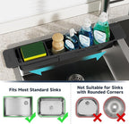 NiHome Extendable Sink Kitchen Organizer, Extra Long Telescopic Brush Storage Rack for Sponge, Non-Slip Pads Expandable Sink Caddy, Adjustable Sponge/Brush Rack with Drainage Durable ABS (Black)
