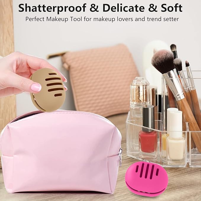 Fauxomor Makeup Sponge Holder,Double-Sided Breathable Silicone Beauty Make Up Blender Case for Travel or Daily,Shatterproof Makeup Travel Case Quick Drying Easy to Carry,Coffee(BLENDER NOT INCLUDED)
