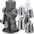 KEOUKE Rotary Cheese Grater Pro 6 in 1 - Shredder Crinkle Slicer Grinder Ice Shaver, Stable Suction, Time-saving Easy Use & Clean, Safe Morden Kitchen Tool for Cheese, Vegetable, Nuts, Chocolate