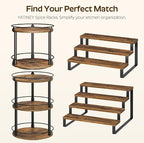 Spice Rack, 3 Tier Wooden Display Riser Stand, Kitchen Storage Organizer for Spices, Versatile Display Shelf, Space Saving, for Kitchen Countertop and Cabinet, Rustic Brown SR03L2BR