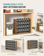 NESAPTO Spice Rack Organizer for Cabinet, Wooden 4 Tier Vertical Seasoning Organizers for Kitchen Pantry, Countertop/Wall Mount, Holds 24 Spice Jars (No Jars Included),12.2" W × 9.4" H