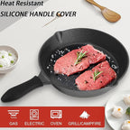 Pre-Seasoned Cast Iron Skillet Set - 3 Piece Frying Pan With Heat-Resistant Handles (6, 8, 10 Inch) for Frying, Saute, Pizza, Oven Safe (Black)