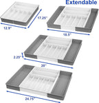 Simple Houseware Expandable Kitchen Drawer Flatware Organizer, Gray/White