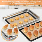Silicone Baking Mat Set, Non-Stick Reusable Food-Grade Oven Liners, Half Sheet Size 16.54 x 11.62 Inch, Grey, 2 Pack