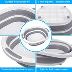 Collapsible Wash Basin, 7.5L Dish Tub Sink Basin Folding Dish Pans for Kitchen Sink, 2-in-1 Dishpan + Cutting Board, Portable Sink Dish Basin for Camping BBQ Prep Tub Washing Bin Bucket with Lid