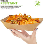 ZORRITA 3 Lb Paper Food Trays - 50 Pack Disposable Nacho Trays, Kraft Paper Food Boats Taco Holders Party Serving Baskets for Hot Dogs Snacks Tacos Fries