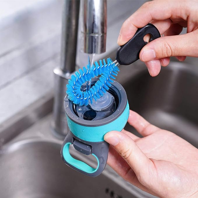 MOSOLAN 3-in-1 Stainless Steel Bottle Brush and Straw Cleaning Set, Long Handle Scrub Brush with Replaceable Head for Water Bottles, Glasswares, Mugs, Flasks, Tumblers, Vases, Flat Head