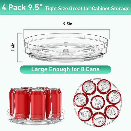 3 Pack 9.5" Lazy Susan Organizer, Pantry Organizers and Storage, Lazy Susan Turntable for Cabinet, Refrigerator, Closet, Countertop, Non-Skid Fridge Organizer
