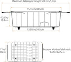 NiuYichee Stainless Steel Dish Drying Rack(15.2"L X 11"W X 5.3"H), Expandable Fruit & Vegetable Drain Rack over Sink, Dish Drainer Rack in Sink, with Stainless Steel Utensil Holder & Silicone Mat(16")