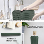 ZLR Silicone Dish Drying Mat & Heat Resistant Trivet (12" x 16") - Waterproof Counter Protector for Air Fryer, Coffee Maker - Non-Slip, BPA Free Kitchen Pad, Easy Clean Dishwasher Safe (Green)