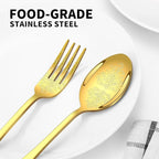 49PCS Gold Silverware Set for 8 with Flatware Drawer Organizer, Stainless Steel Cutlery Set with Steak Knives, Include Spoons and Forks Set, Carving floral patterns
