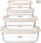 Urban Green Glass Food Storage Containers with Glass Lids, Microwave Safe Food Container Set, Aitight Meal Prep Container Set, LeakProof, 100% Plastic Free, 4 Pack
