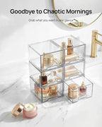 Vtopmart 12 Pack Small Clear Stackable Storage Drawers,Acrylic Bathroom Makeup Organizer,Plastic Storage Bins For Vanity, Undersink, Kitchen Cabinets, Pantry, Home Organization
