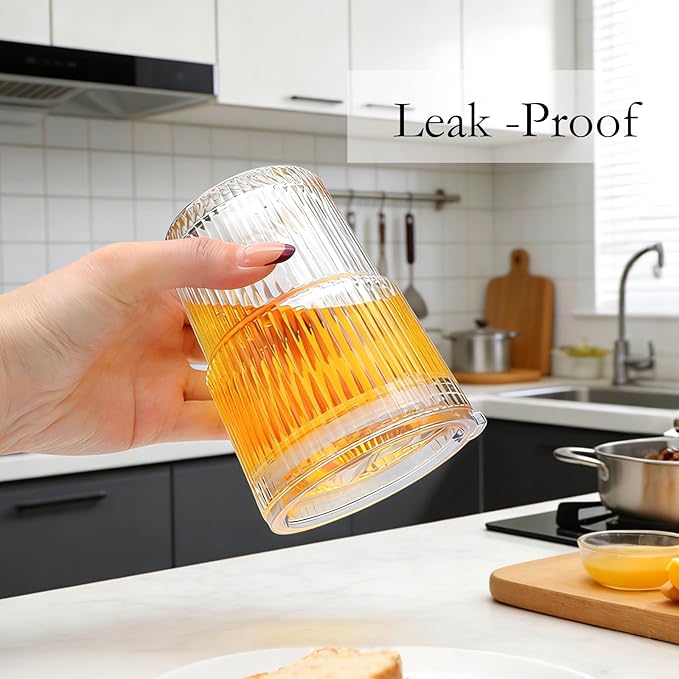 6 Pack 13oz Ripple Drinking Glasses with Lids, Iced Coffee Cup Set, Vintage Drinking Glasses, Coffee Glasses, Water Glasses for Matcha Smoothie Juice Tea Latte Cappuccino Cocktail