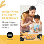Rubtlamp 16Pcs Plastic Wheat Straw Dinnerware Set, Reusable Plastic Dishes Set for 4, Kitchen Plates And Bowls Set (Deep Four Colors) Include Dinner Plates, Dessert Plates, Cereal Bowls, Cups