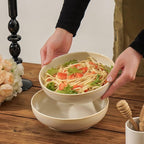 30oz Ceramic bowls set of 4-8" serving bowls for Kitchen,Pasta,Salad-Dishwasher & Microwave Safe Perfect for Housewarming, Thanksgiving, Christmas-Reactive Glaze Mixed White
