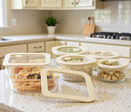 Urban Green Glass Food Container Set with Glass Lid, 6 Pack, Food Storage Containers Set, Airtight, LeakProof, Micowave Safe, 100% Plastic Free, Meal Prep Containers (White Color)
