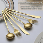 Evanda Gold Silverware Set 60 Piece Service for 20, Titanium Gold Plated Stainless Steel Flatware Set, Knives Forks Spoons Cutlery Set for Wedding, Parties, Birthday, Restauroom, Dishwasher Safe