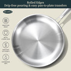DELARLO Tri-ply Stainless Steel Frying Pan Set with Lid 8" 10" Induction large Skillets Chef's Pan,Pots and Pans Set Kitchen Cookware Set Suitable for All Stove