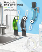 3 in 1 Cup Lid Cleaning Brush 3 PCS - Home Kitchen Multifunctional Cleaning Brush Set, Gap Cleaner Brushs and Portable Travel Bottle Lid Cleaner Tools (Multicolor)