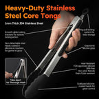 HST Tongs for Cooking with Silicone Tips(3 Pack), Non Stick Kitchen Tongs with Silicone Tip for Cooking BBQ Baking (12", Black)