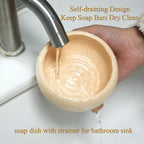 Soap Dish with Drain and Self-Draining Sponge Holder for Sink, Shower, Bathroom, and Kitchen - Rustic Resin Soap Saver and Organizer, Keep Dry and Easy Cleaning Design