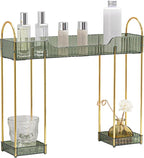 YCIA&DONE Bathroom Countertop Organizer Over The Faucet, Narrow Counter Organizers Above Sink, Table Mounted Faucet Sink Shelf for Kitchen, Toilet, Laundry(Vintage Green)