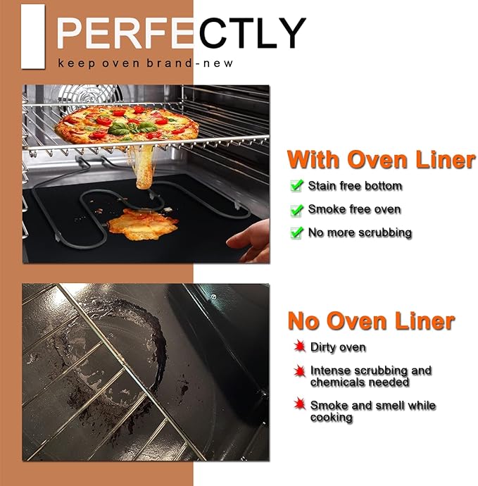 Oven Liners for Bottom of Oven - 5 Pack Large Heavy Duty Mats, 17”x25” Non-Stick Reusable Liner for Electric, Gas, Toaster Ovens, Grills - Kitchen Accessory to Keep Oven Clean (5, Black)