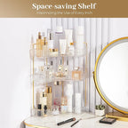Aveniee Corner Bathroom Counter Organizer, Bathroom Countertop Shelf Makeup Storage, Clear Perfume Tray Holder (3 Tiers, White)