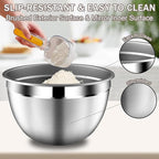 Stainles Steel Mixing Bowls with Lids Set, Stackable Metal Mixing & Serving Bowl with Strainer, 5-Piece - Beige