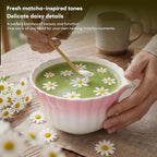 Matcha Whisk set, Matcha Set with Daisy Matcha Bowl & Mushroom Whisk Holder, Complete Matcha Kit with Whisk, Sifter, Chashaku, 5 Pcs Bamboo Tea Mat, Ideal Gift for Matcha Lovers, Pink