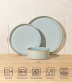 TheTerra Ceramic Dinnerware Sets for 6, 18 Pieces Porcelain Lightweight Speckled Plates and Bowls Sets, Scratch Resistant Dish Set, Oven & Microwave & Dishwasher Safe, Illusion Blue