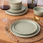 AmorArc Stoneware Dinnerware Sets,Round Reactive Glaze Ceramic Plates and Bowls Set,Highly Scratch Resistant | Dishwasher & Microwave Safe Dishes,Service for 6 (18pc)