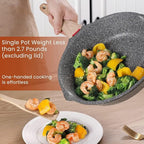 Induction Nonstick Skillet Frying Pan With Lid,Swiss Granite Omelette Pan, Scratch-Resistant Safe Cookware Set，PFOA Free(8 inch)