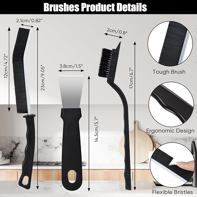 Crevice Cleaning Brush,8 Pcs Cleaning Supplies,Hard Bristle Crevice Cleaning Brush,Crevice Cleaning Brushes for Household Use Bathroom Tiles Kitchen Practical and Durable