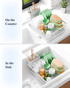 Kitsure Dish Drying Rack - Compact Dish Rack with Utensil Holder & Adjustable Water Outlet, Rust-Proof & Scratch-Resistant Drying Rack for Kitchen, 14.5" x 12.0" x 4.0", Sliver