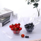 Sawysine 12 Pcs Plastic Clear Serving Bowls with Kitchen Plastic Scoops Salad Serving Bowls Popcorn Scoops Angled Candy Container for Salad Cooking Parties, 210 ml