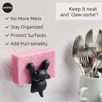OTOTO Scrubby Cute Cat Sponge Holder for Kitchen Sink - Dishwasher Safe Dish Organizer- Compact, Cute Kitchen Accessories, Dish Sponge, White Elephant Gifts