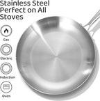 LOLYKITCH 10 Inch Tri-ply Stainless Steel Frying Pan with Lid,Skillet,Induction Cooking Pan,Dishwasher and Oven Safe,Detachable Handle.