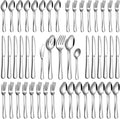 45 Piece Silverware Set with Serving Utensils, Stainless Steel Flatware Set for 8 Food Grade Novelty Flatware Cutlery Utensil Set Include Knife Fork Spoon Mirror Polished Dishwasher Safe
