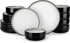vancasso PLAYA Plates and Bowls Sets, 18 Pieces Beige Dinnerware Sets for Kitchen, Reactive Glaze Dishes Set for 6, Dishwasher and Microwave Safe